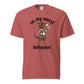On My Wurst Behavior dachshund Oktoberfest shirt in crimson, front print on Comfort Colors garment-dyed tee