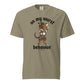 On My Wurst Behavior dachshund Oktoberfest shirt in sandstone, front print on Comfort Colors garment-dyed tee