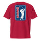 Red dachshund pocket tee, WEENS golf design back detail view