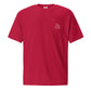 Red dachshund pocket tee, WEENS golf doxie open embroidered pocket front view