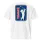 White dachshund pocket tee, WEENS golf doxie open design back view