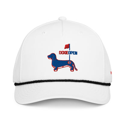 Dachshund rope hat, doxie open wiener dog embroidered cap front view