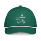 Kelly green and white dachshund golf rope hat, weens on the greens design front view
