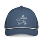 Light blue and white dachshund golf rope hat, weens on the greens design front view