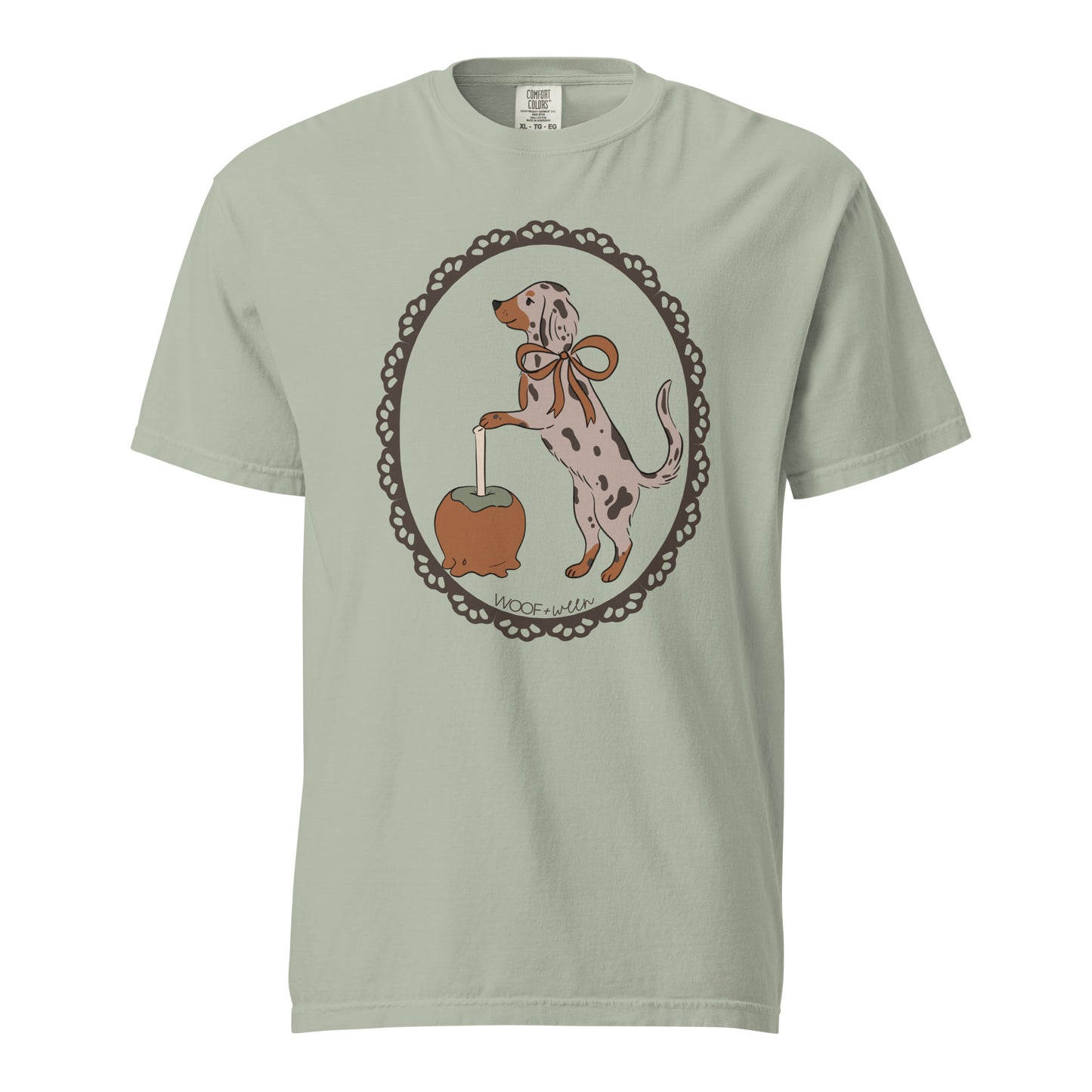 Dachshund shirt in bay, Dapple Caramel Apple print for doxie lovers