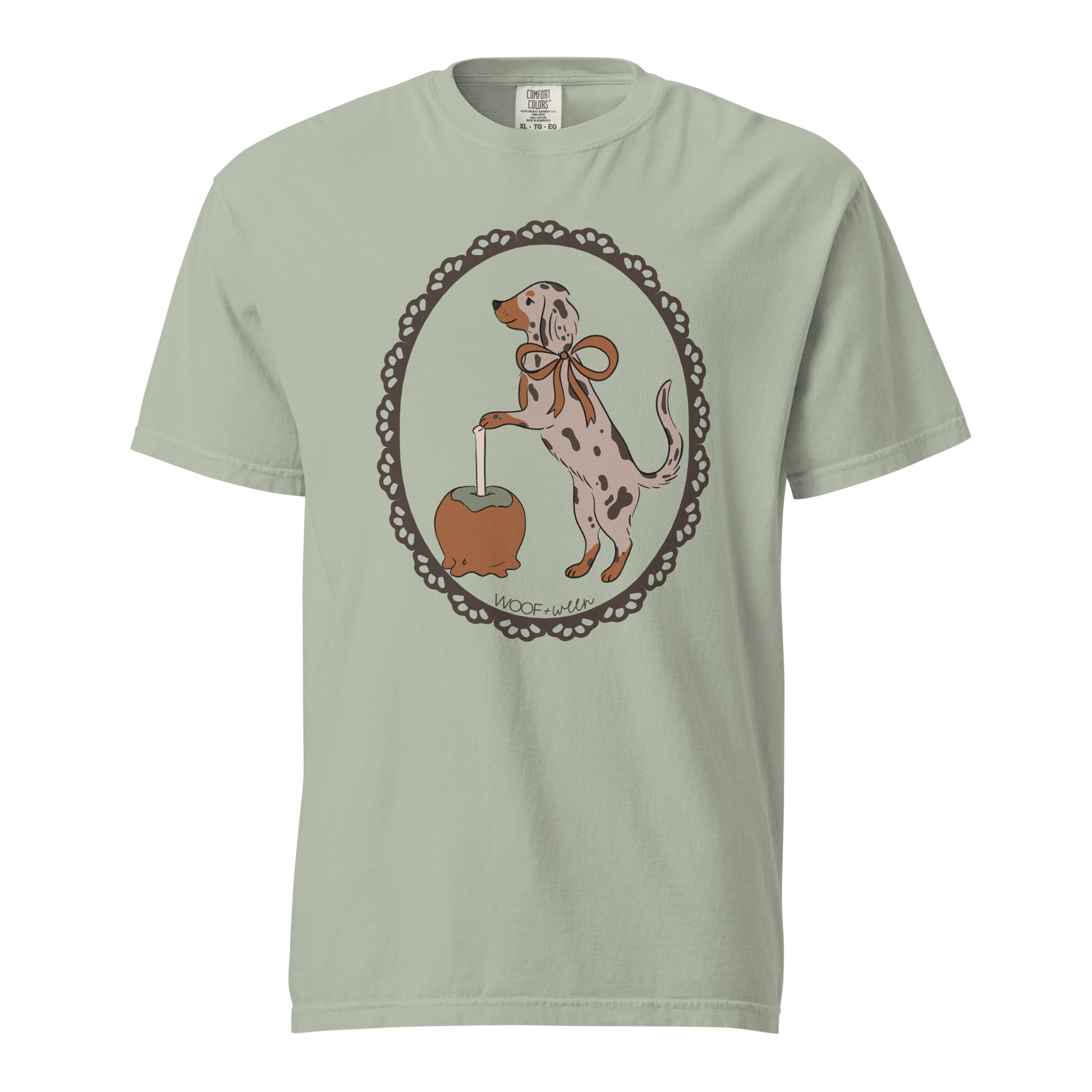 Dachshund shirt in bay, Dapple Caramel Apple print for doxie lovers