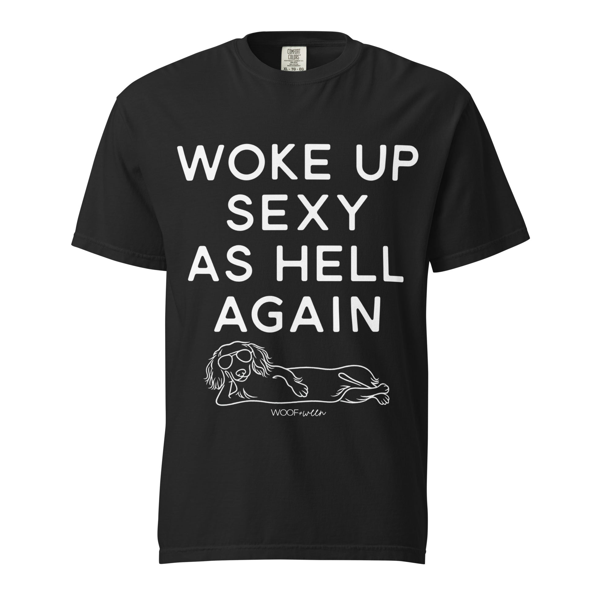 Black Woke Up Sexy As Hell dachshund shirt – long hair doxie tee, oversized swimsuit coverup