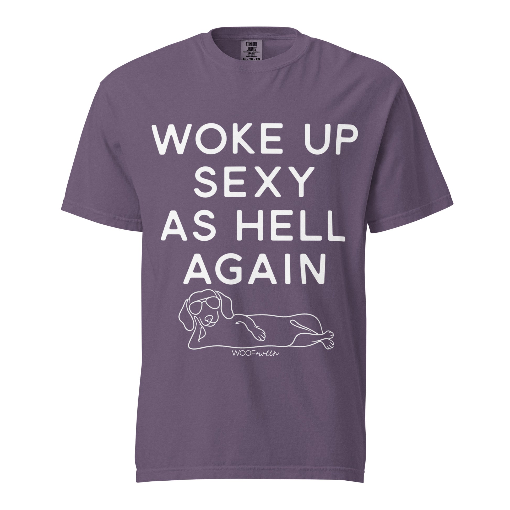 Grape Woke Up Sexy As Hell dachshund shirt – short hair doxie tee, oversized swimsuit coverup