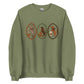 Dachshund sweatshirt in military green, faux cross stitch wiener dog print