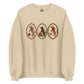 Dachshund sweatshirt in sand, faux cross stitch wiener dog print