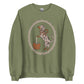 Dachshund sweatshirt in military green, Dapple Caramel Apple print for doxie lovers