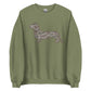 Long hair dachshund sweatshirt in Duck Camo print, military green colorway