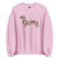 Dachshund sweatshirt in Pink Duck Camo print, light pink colorway