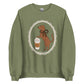 Dachshund sweatshirt in military green, Pumpkin Spice Doxie Latte print