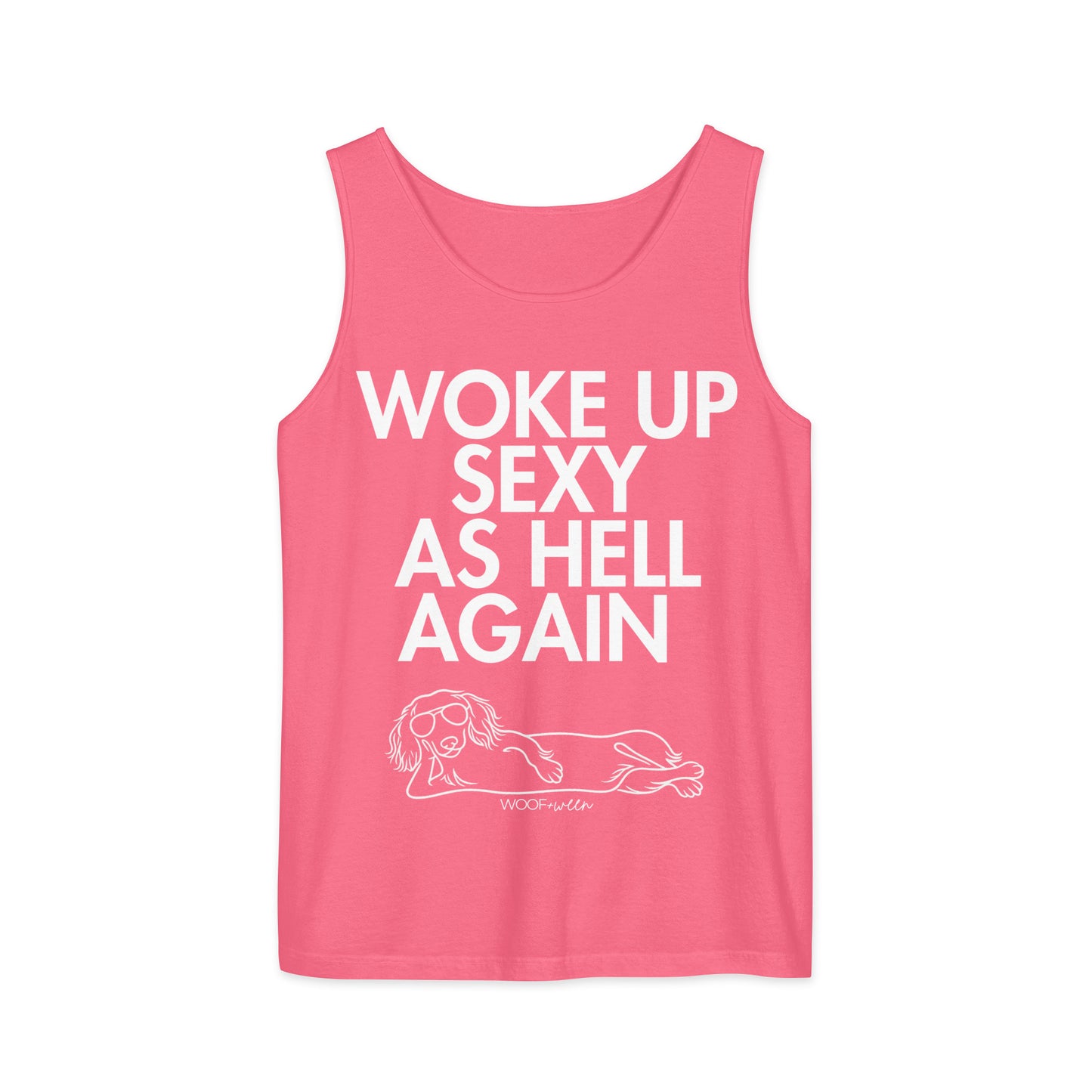 Crunchberry Woke Up Sexy As Hell dachshund tank top – long hair doxie tank, oversized swimsuit coverup