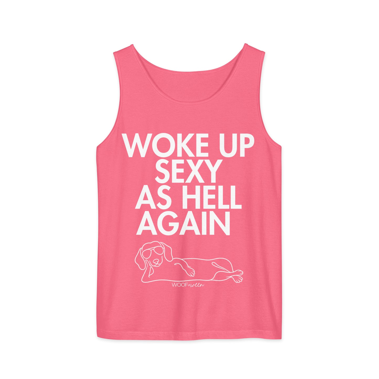 Crunchberry Woke Up Sexy As Hell dachshund tank top – short hair doxie tank, oversized swimsuit coverup