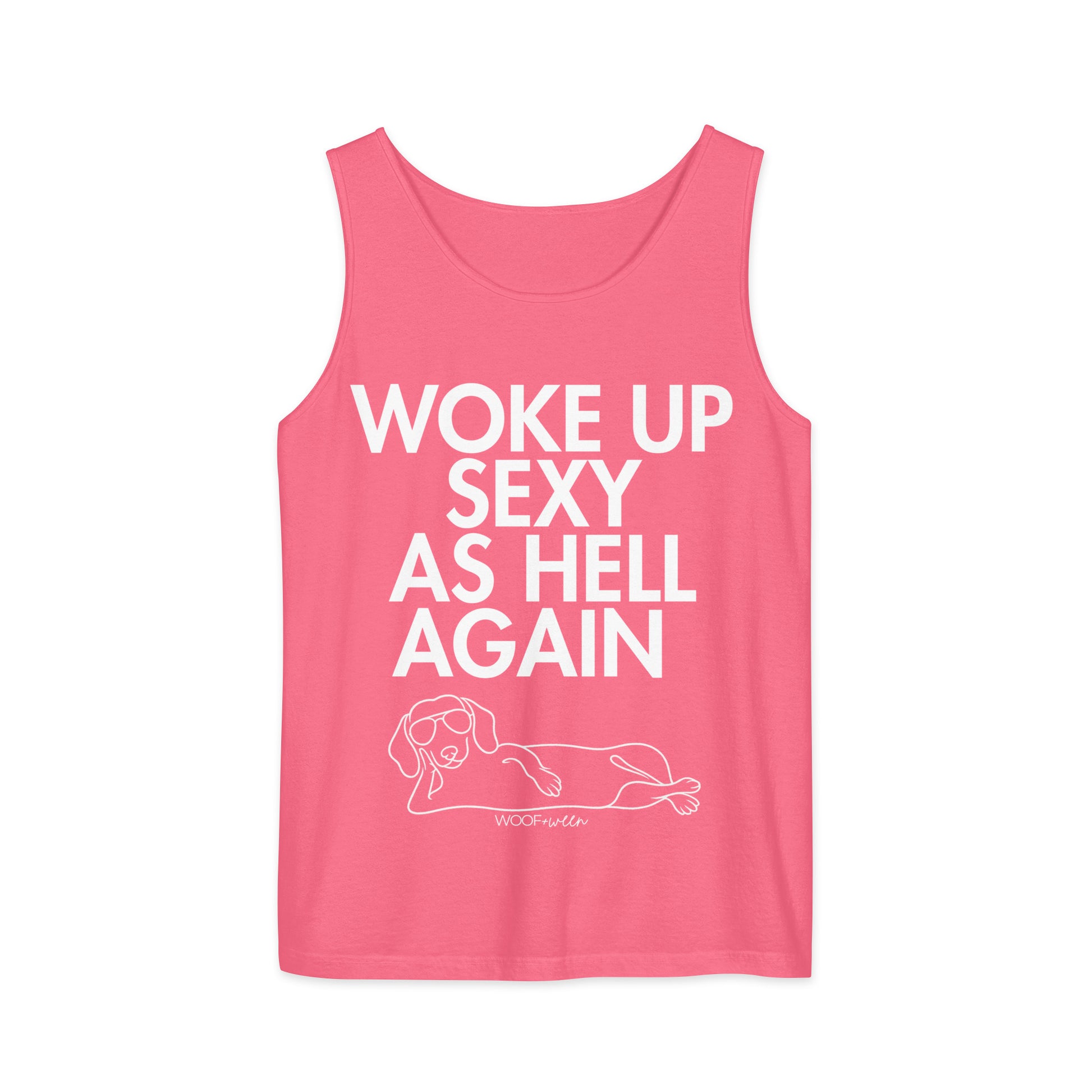 Crunchberry Woke Up Sexy As Hell dachshund tank top – short hair doxie tank, oversized swimsuit coverup