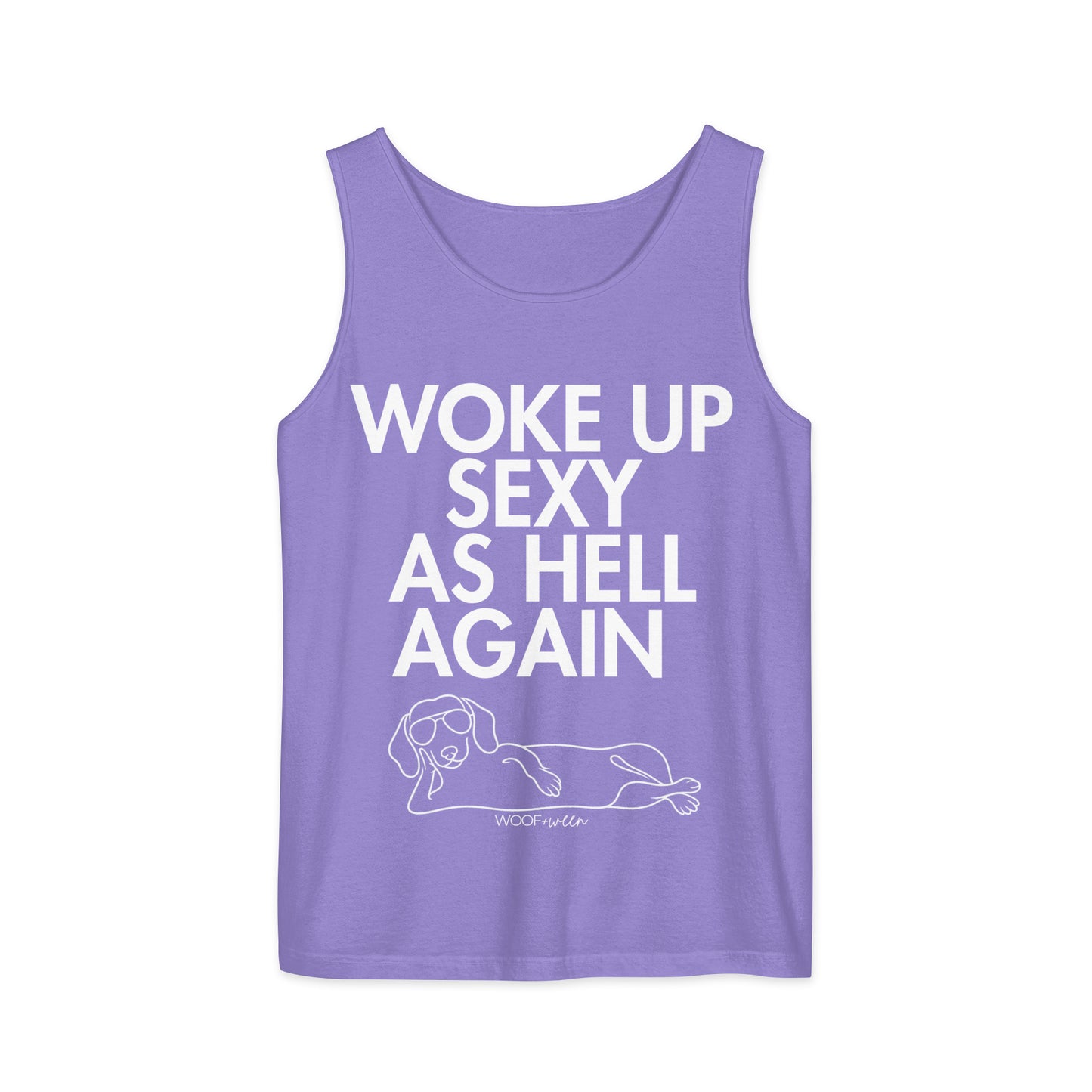 Violet Woke Up Sexy As Hell dachshund tank top – short hair doxie tank, oversized swimsuit coverup