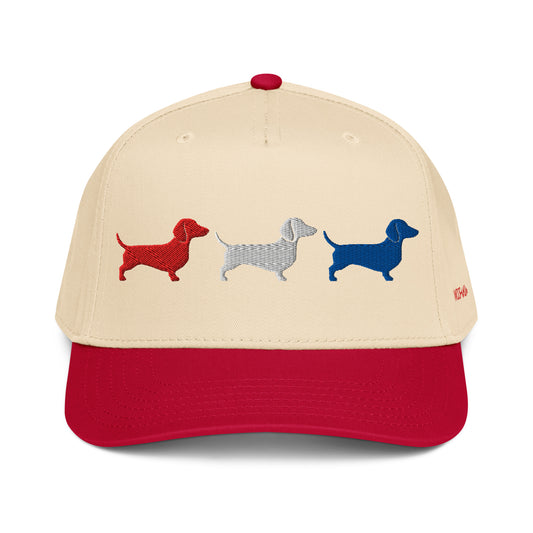 USA america dachshund embroidered hat for july fourth