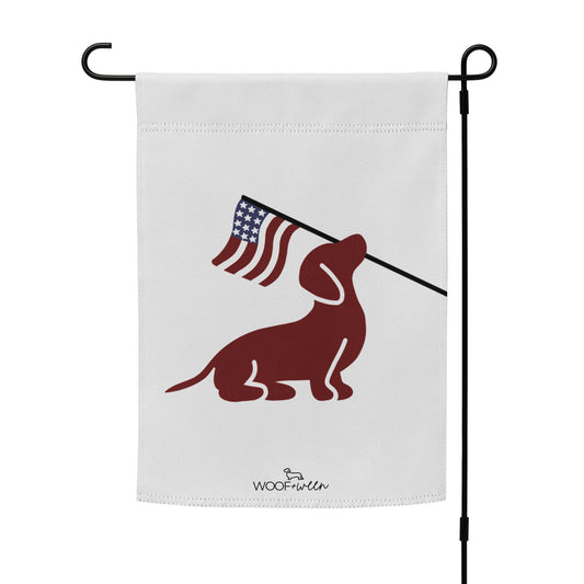 Dachshund USA American flag garden flag, doxie yard decor