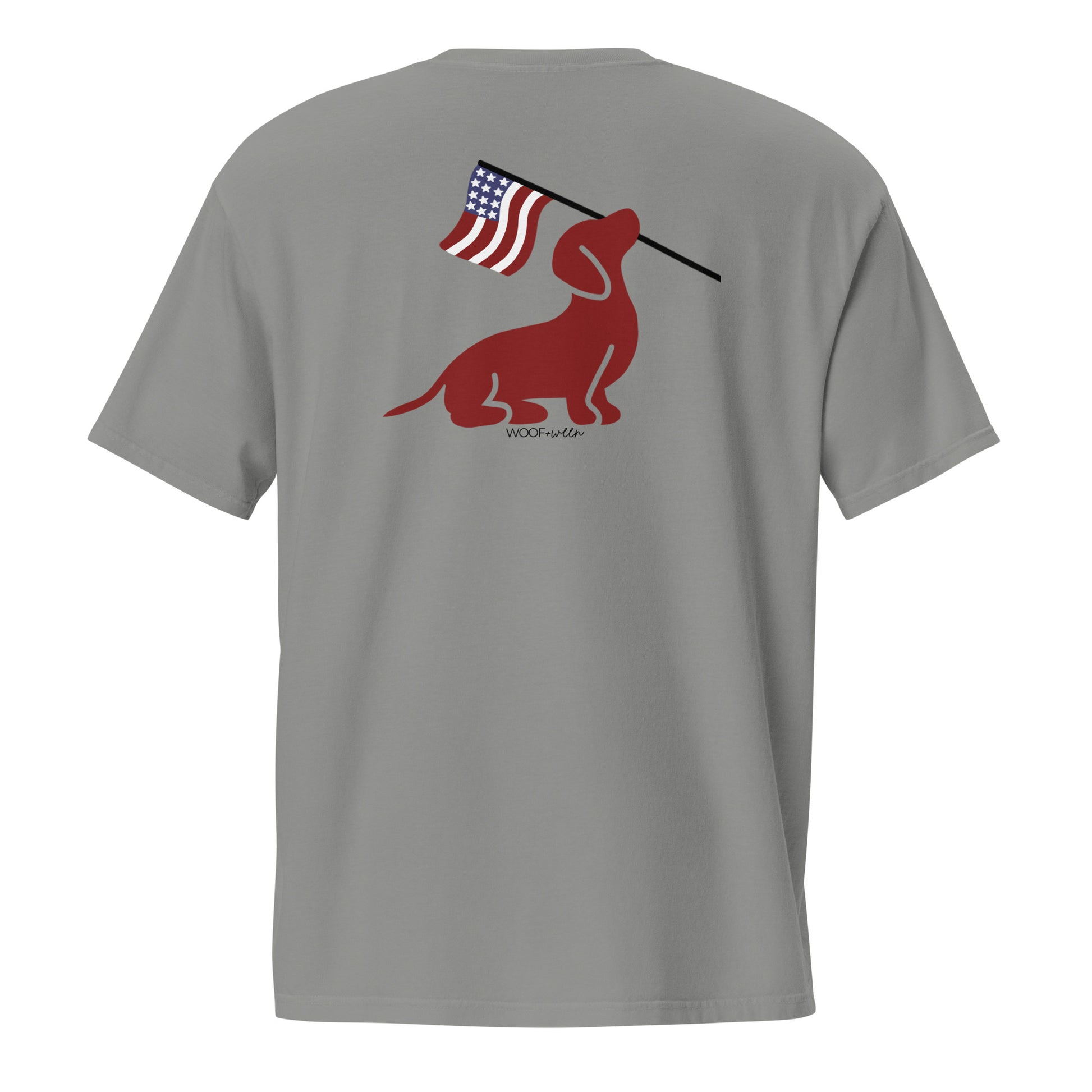 Dachshund USA American flag pocket tee, doxie pride shirt