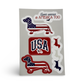 Patriotic USA dachshund sticker sheet with five American doxie decals