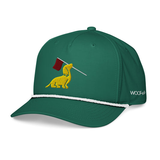 green rope hat with dachshund golf