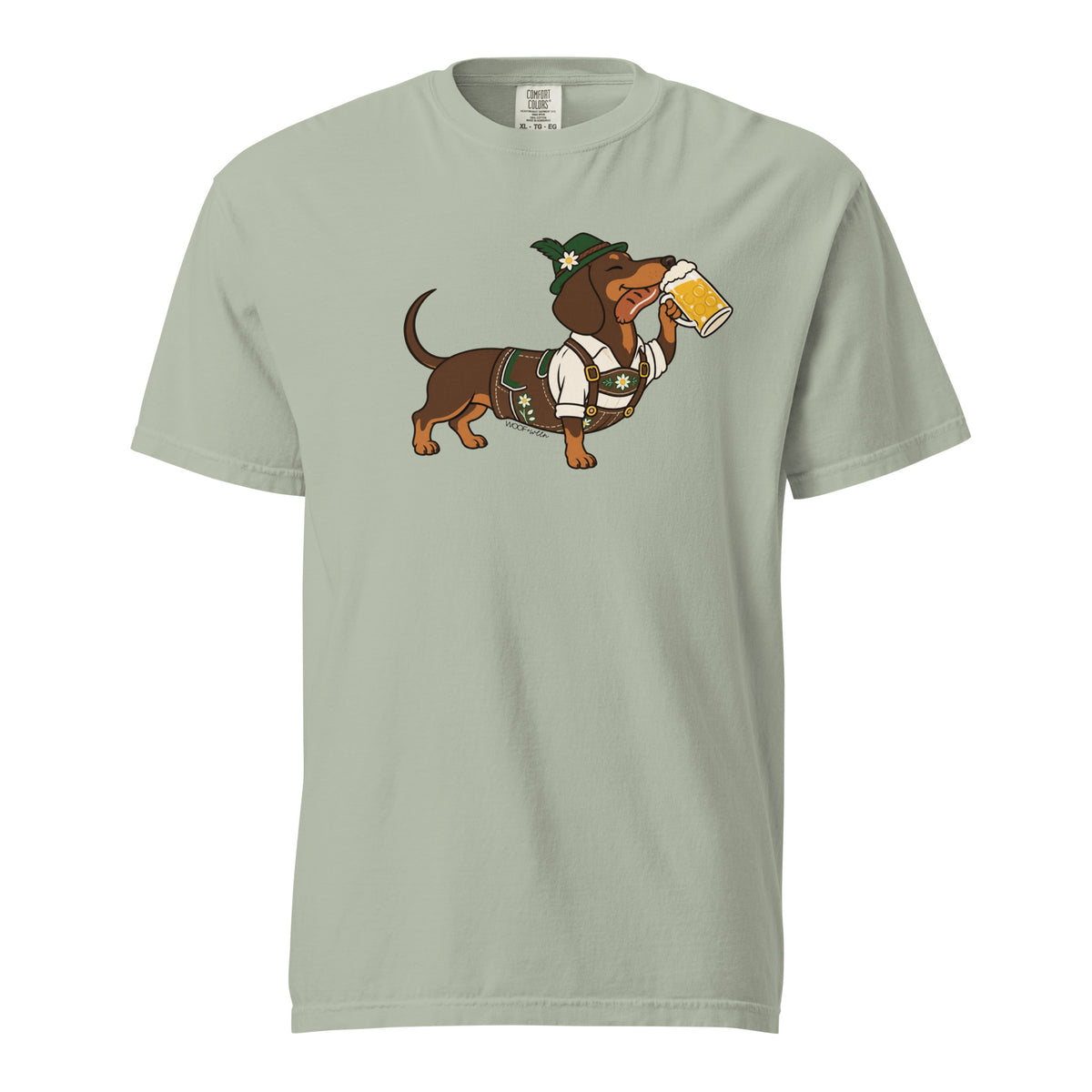 Dachtoberfest dachshund Oktoberfest shirt in bay, front print on Comfort Colors garment-dyed tee