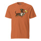 Dachtoberfest dachshund Oktoberfest shirt in yam, front print on Comfort Colors garment-dyed tee