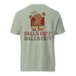 Falls Out Balls Out doxie football shirt in bay, back print on Comfort Colors garment-dyed tee