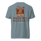 Falls Out Balls Out doxie football shirt in ice blue, back print on Comfort Colors garment-dyed tee
