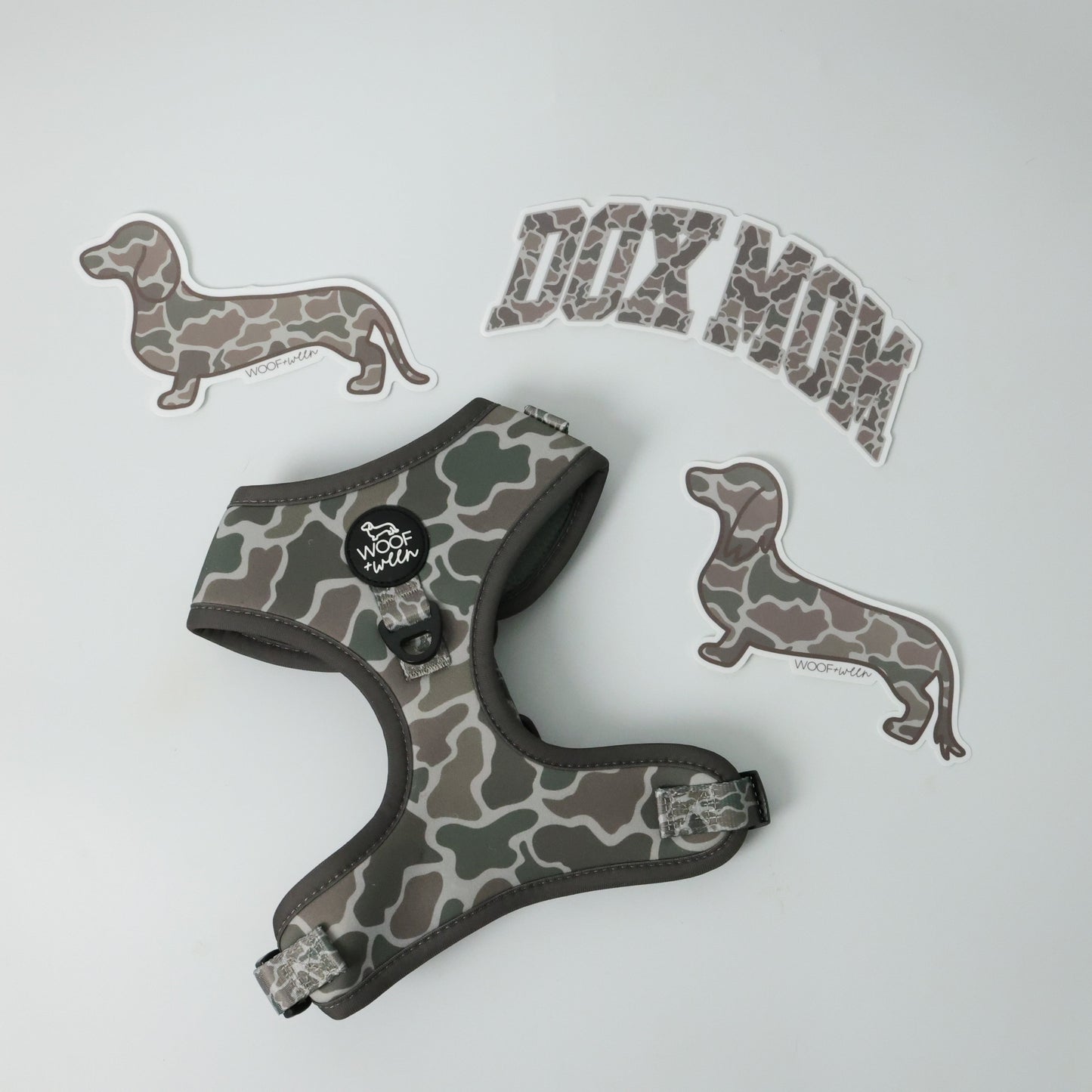 WOOF+WEEN Duck Camo dachshund print swatch