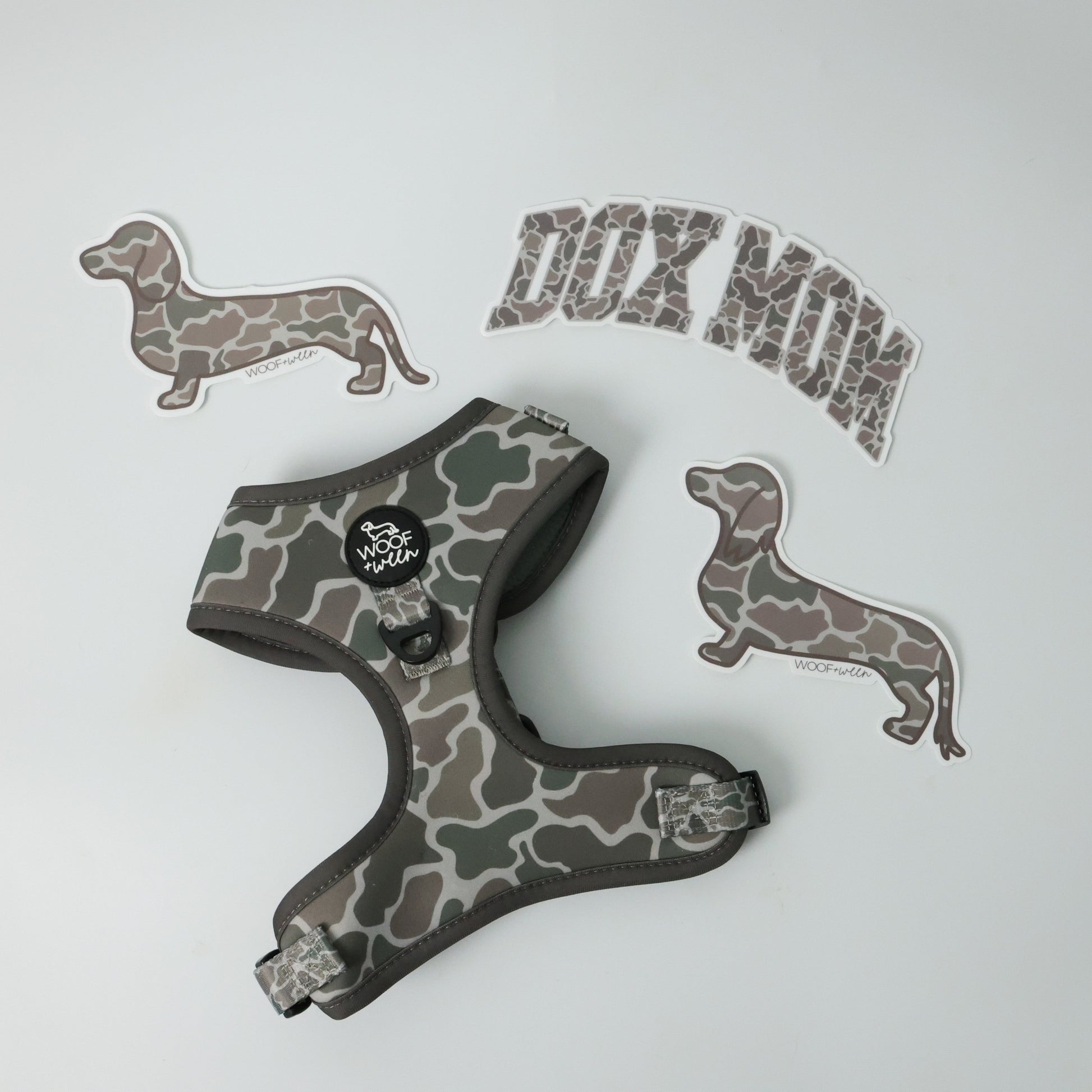WOOF+WEEN Duck Camo dachshund print swatch