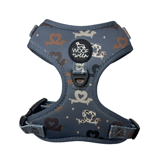 dusty blue dachshund heart design dachshund harness