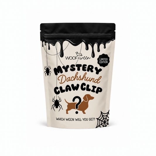 Halloween mystery dachshund claw clip, spooky doxie print, random design