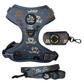Dachshund heart print dog harness, leash and waste bag holder walk bundle for doxie lovers