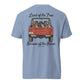 Light blue t-shirt with a graphic of a Jeep with dogs and text on the back, on a white background.