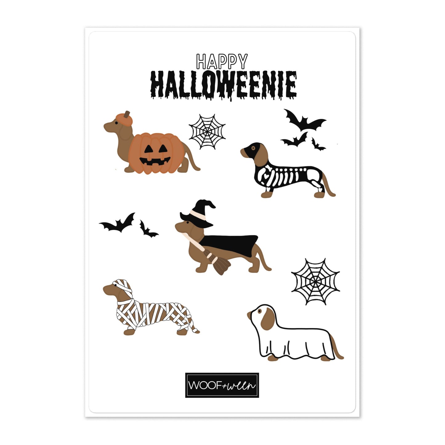 Sticker sheet - DACHSHUND HALLOWEENIE COSTUMES