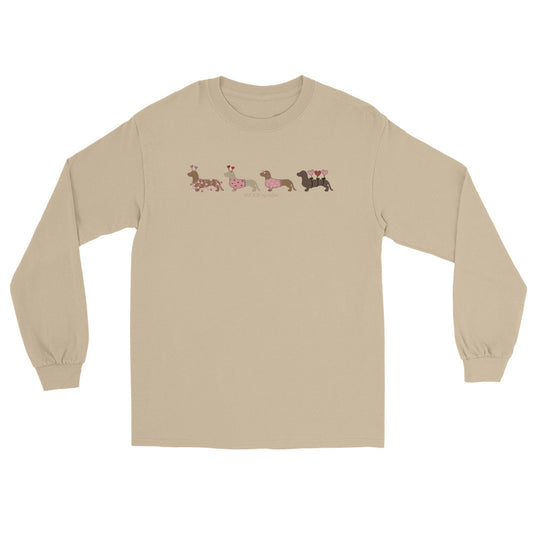 long sleeve tan dachshund valentines shirt