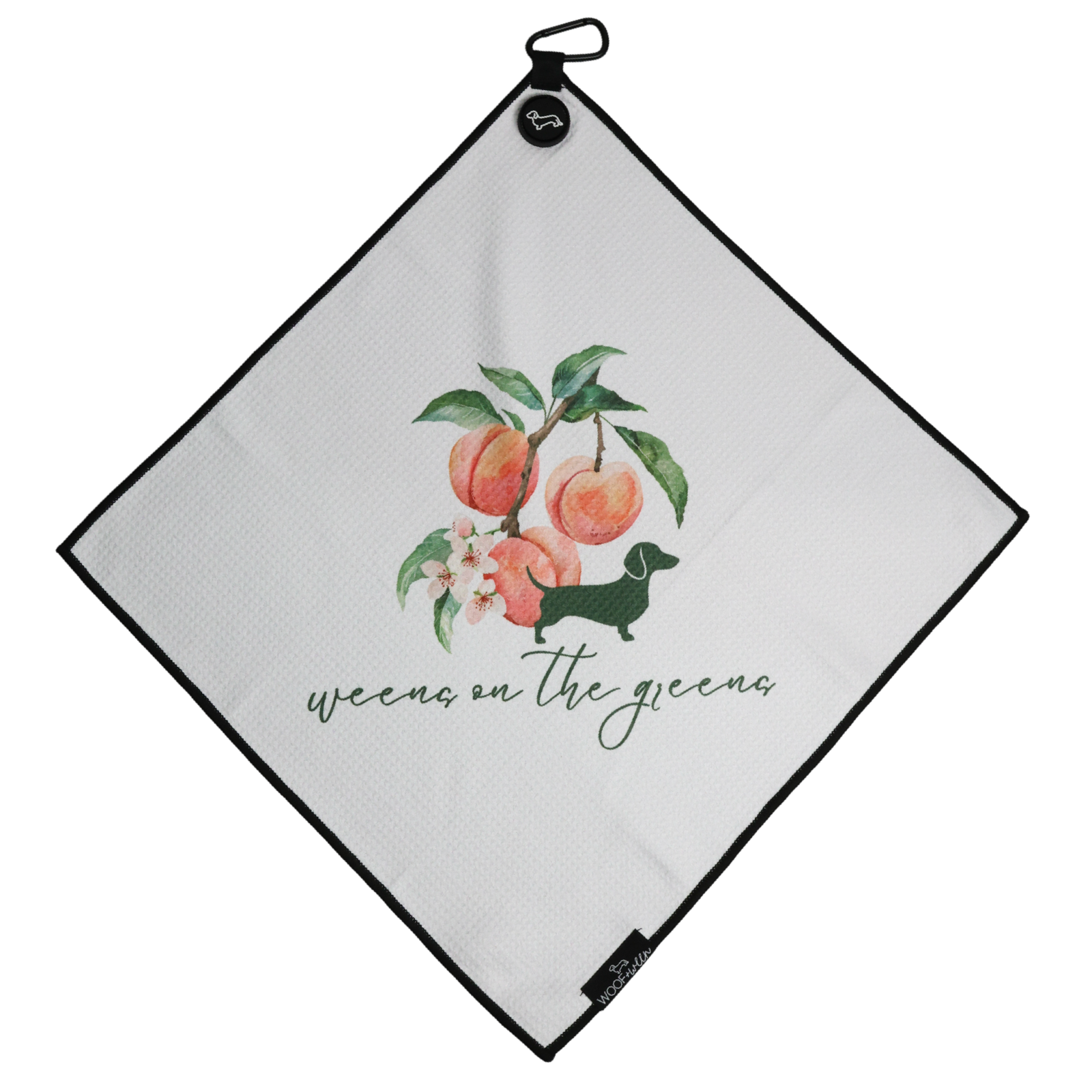 Peach Doxie dachshund golf towel print