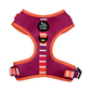 Pink and orange dog harness with pink and orange stripes