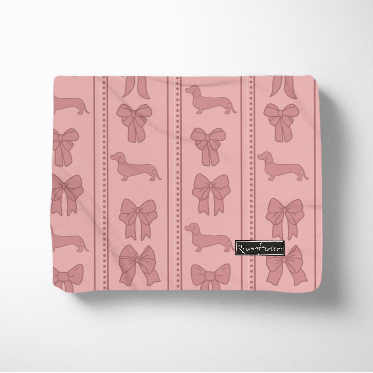 pink coquette dachshund pattern bow blanket