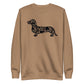 Dachshund premium sweatshirt in Black Duck Camo print, latte colorway