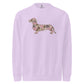 Dachshund premium sweatshirt in Pink Duck Camo print, orchid colorway