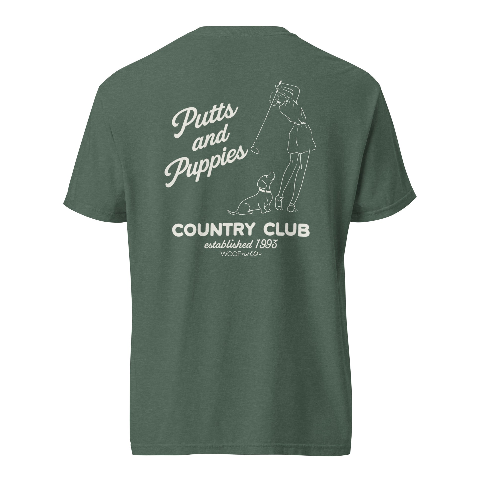 putts and puppies puppy dog golf tee in green 