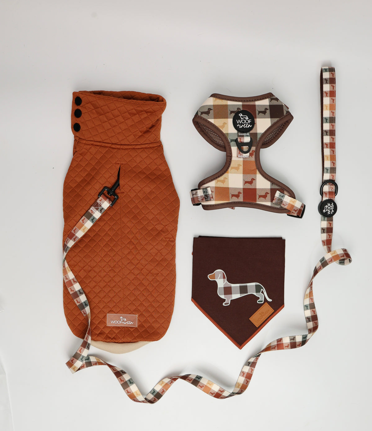 Rust quilted turtleneck dachshund sweater