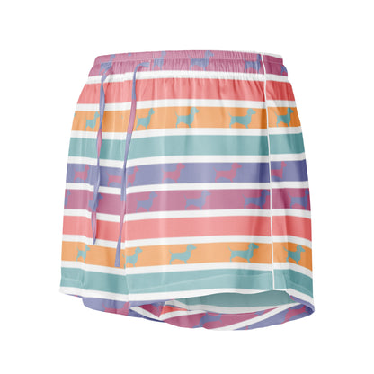 rainbow stripe dachshund pajama shorts
