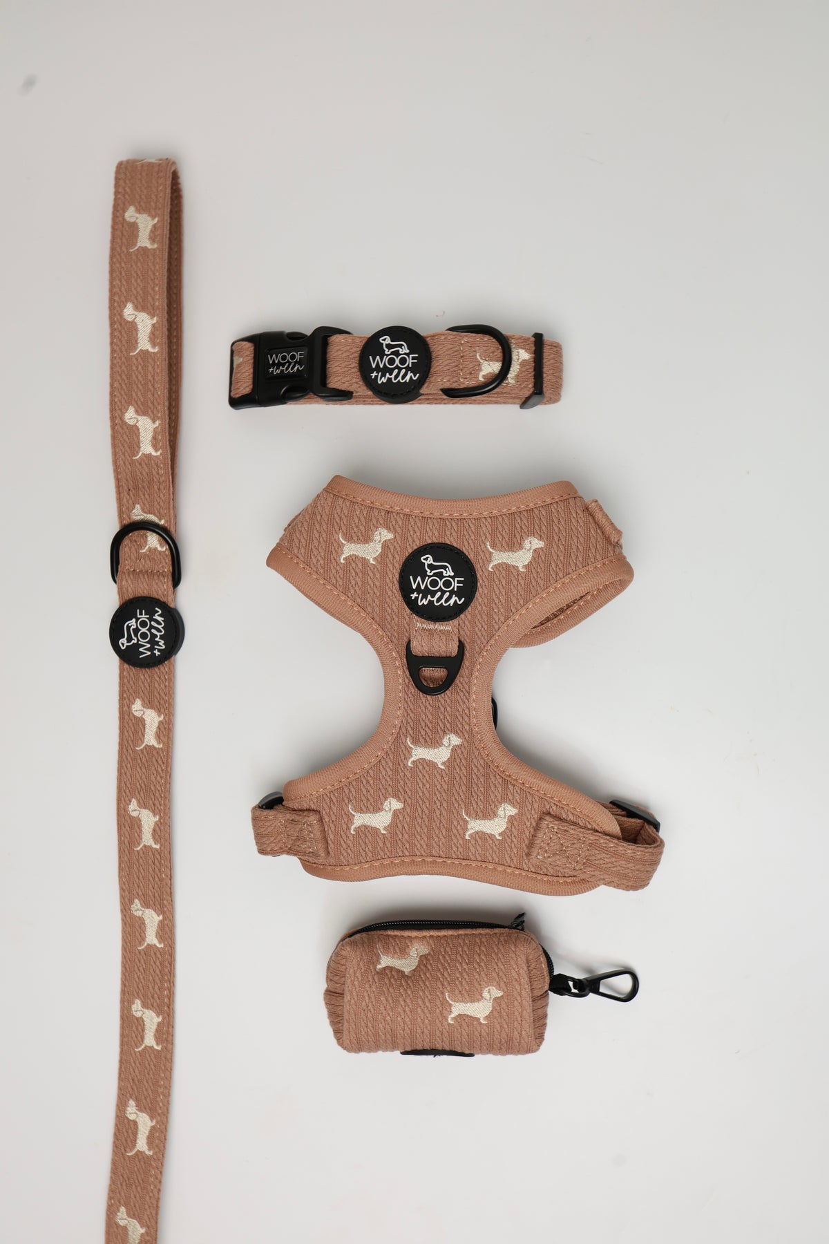 Sweater Weather matching knit doxie walk set with embroidered dachshunds, view 3