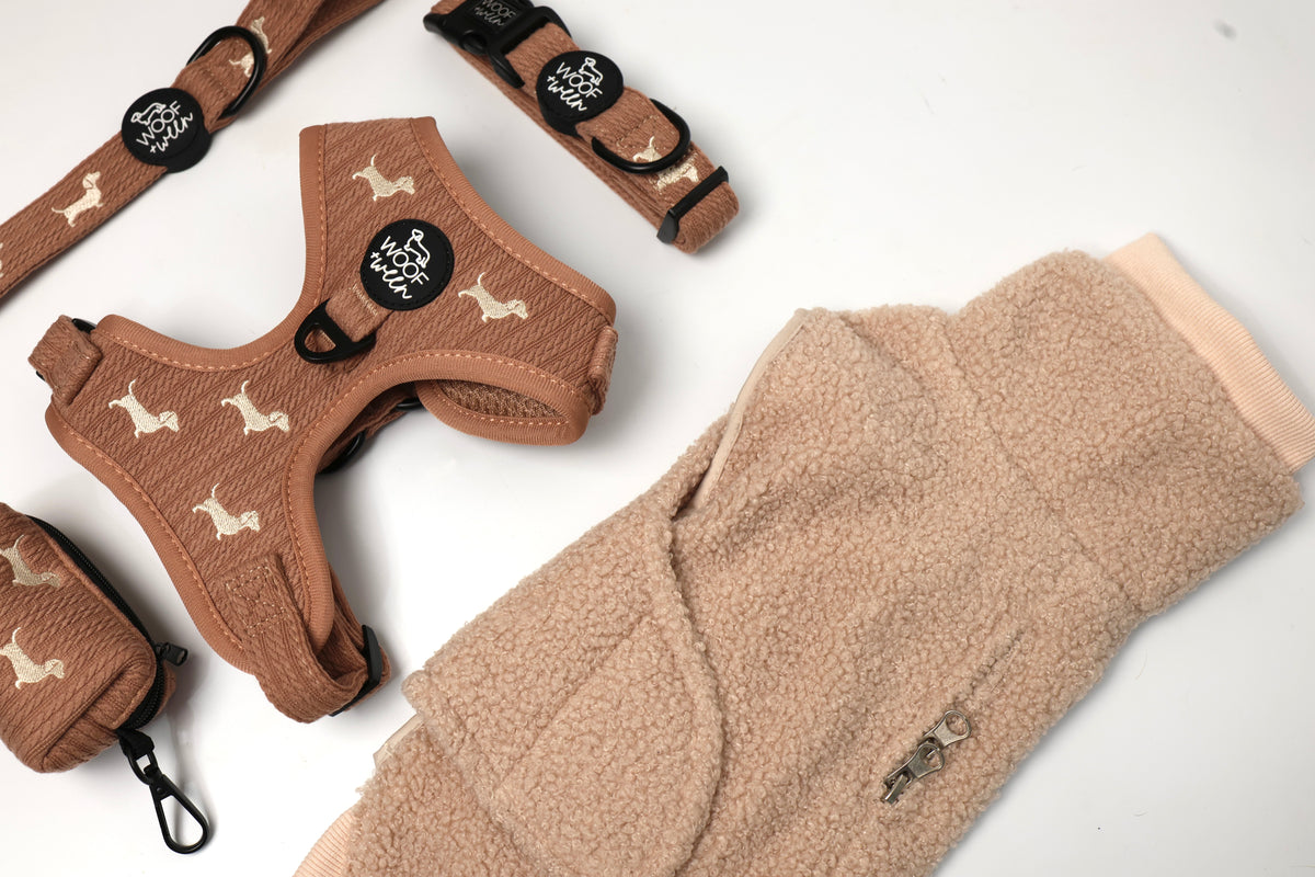 Tan sherpa turtleneck coat for dachshunds, view 8