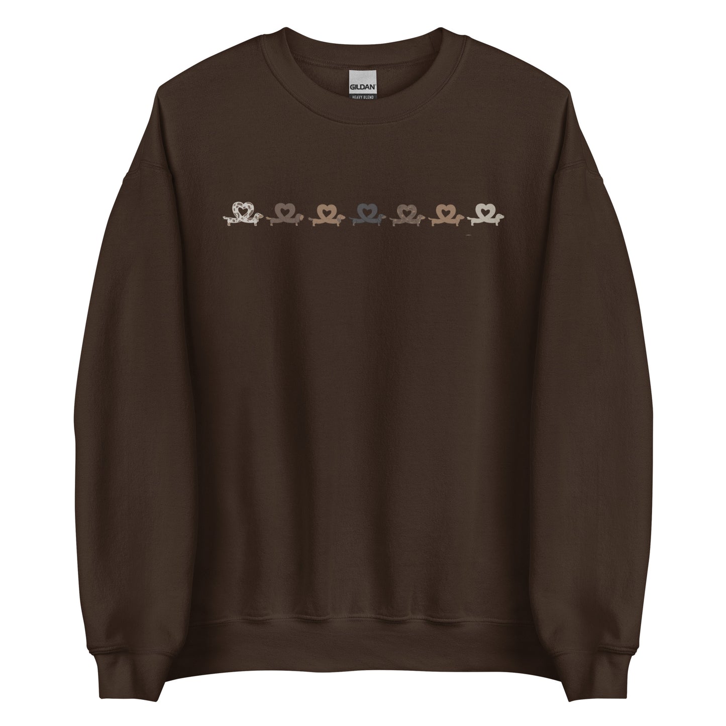 chocolate sweatshirt with dachshund hearts